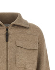 Brunello Cucinelli Brunello Cucinelli Shiny Zipper Pull Wool Cardigan