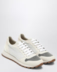 Brunello Cucinelli Brunello Cucinelli White nylon and suede trainer