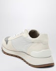 Brunello Cucinelli Brunello Cucinelli White nylon and suede trainer