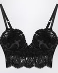 Dolce & Gabbana Dolce & Gabbana Dolce&Gabbana Black bralette top in silk satin and lace