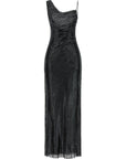 Self-Portrait Self-Portrait Black Rhinestone Draped Maxi Dress