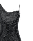 Self-Portrait Self-Portrait Black Rhinestone Draped Maxi Dress