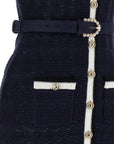 Self-Portrait Self-Portrait Navy Pointelle Knit Midi Dress