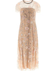 Self-Portrait Self-Portrait Pink Flower Sequin Embellished Midi Dress