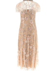 Self-Portrait Self-Portrait Pink Flower Sequin Embellished Midi Dress