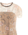 Self-Portrait Self-Portrait Pink Flower Sequin Embellished Midi Dress