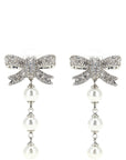 Self-Portrait Self-Portrait Crystal Bow Pearl Droplet Earrings