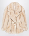 Sportmax Sportmax Beige faux fur coat with belt