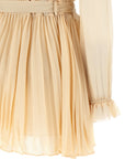 Self-Portrait Self-Portrait Tan Pleated Georgette Mini Dress