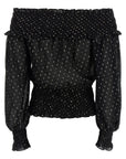 Self-Portrait Self-Portrait Black And Gold Chiffon Top