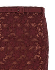 Self-Portrait Self-Portrait Burgundy Guipure Lace Midi Skirt