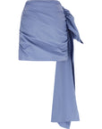 Self-Portrait Self-Portrait Blue Cotton Tie Side Mini Skirt