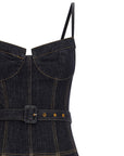 Self-Portrait Self-Portrait Indigo Denim Flared Midi Dress