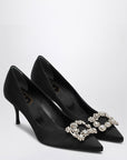 Roger Vivier ROGER VIVIER Black Satin Efflorescence Décolletés