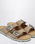 Roger Vivier ROGER VIVIER Beige suede Slidy Viv'' mule