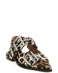 Ganni Ganni Leopard Satin Feminine Buckle Slingback