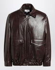 MM6 Maison Margiela MM6 Maison Margiela Burgundy faux leather zip bomber