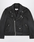 MM6 Maison Margiela MM6 Maison Margiela Black washed-effect biker jacket