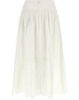 Self-Portrait Self-Portrait Self Portrait White Cotton Embroidered Midi Skirt