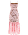 Self-Portrait Self-Portrait Pink Crochet Lace Midi Dress