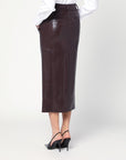 The Andamane THE ANDAMANE Bordeaux faux leather midi skirt