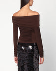 The Andamane THE ANDAMANE Top with bare shoulders in brown jersey