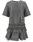 Ganni Ganni Crinkled Check Mini Dress