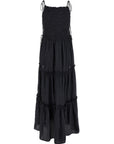 Ganni Ganni Black Smock Tie Dress