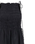 Ganni Ganni Black Smock Tie Dress