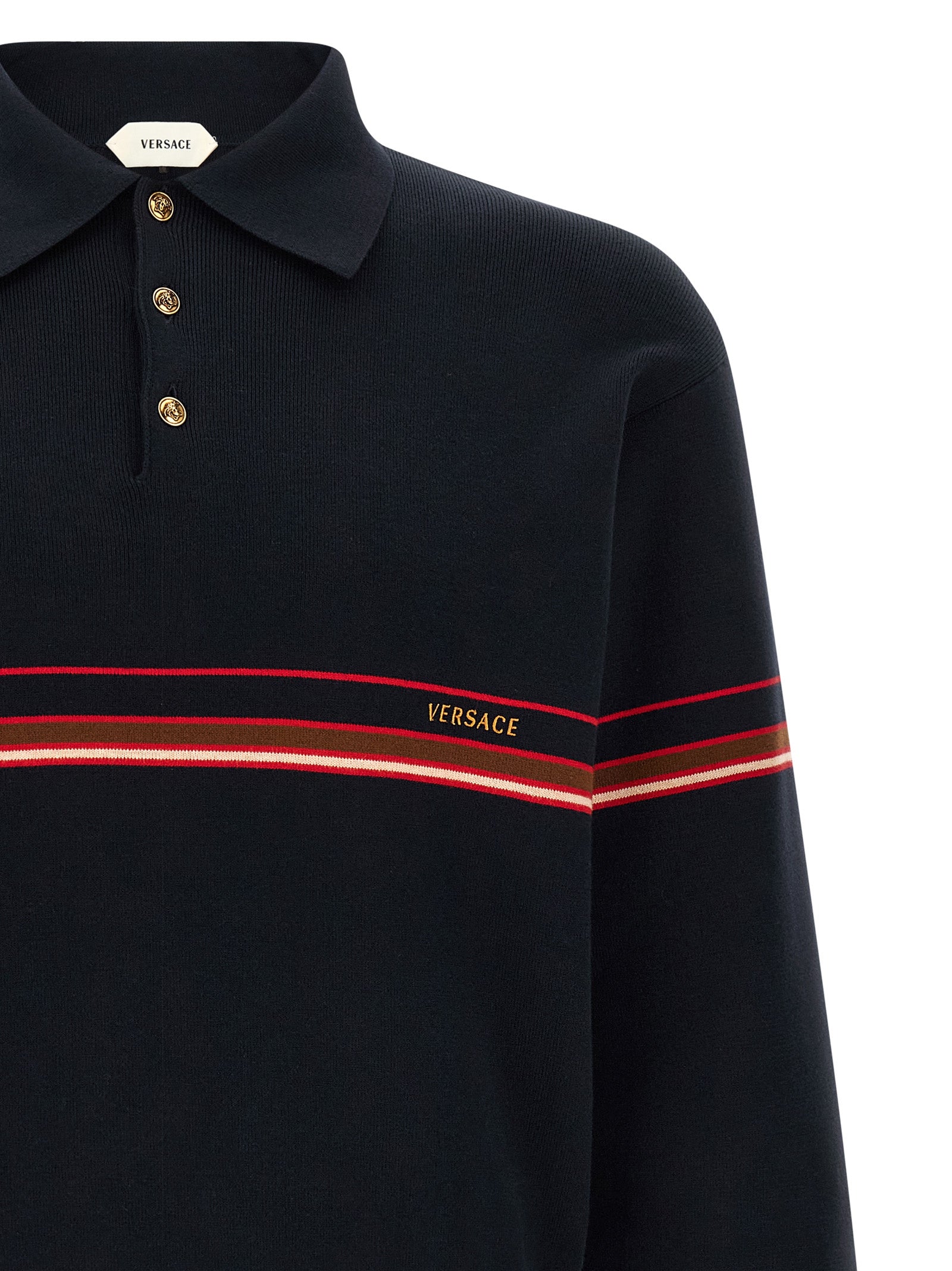 Versace Versace Inlaid Striped Polo Shirt