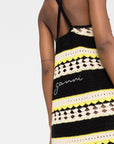 Ganni Ganni striped open-knit minidress