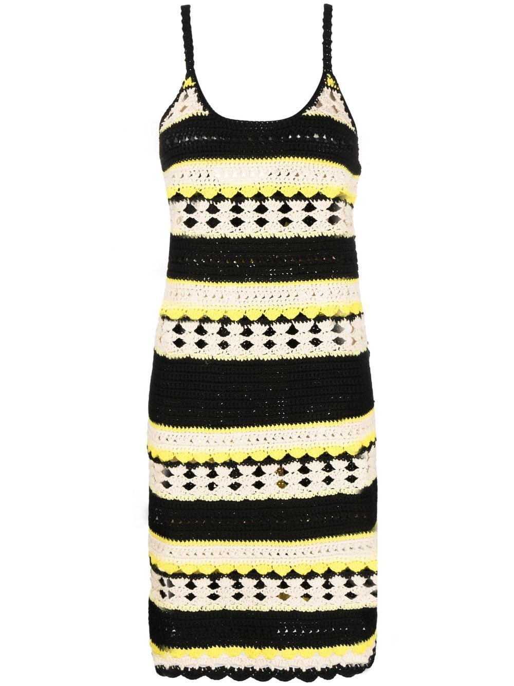Ganni Ganni striped open-knit minidress