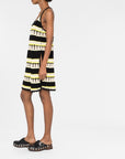 Ganni Ganni striped open-knit minidress