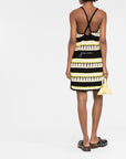 Ganni Ganni striped open-knit minidress