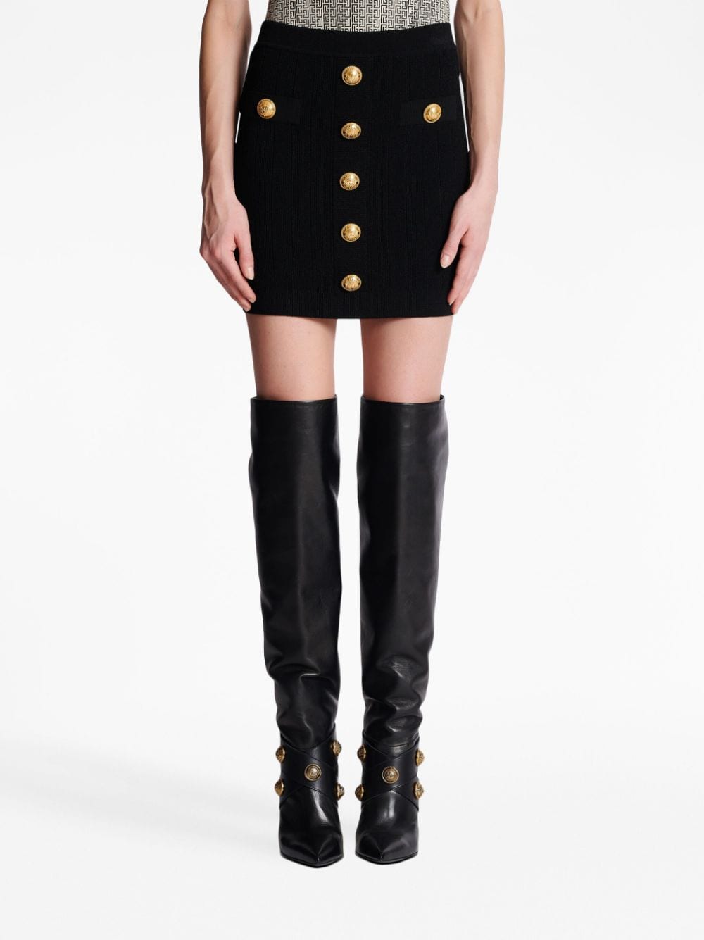 Balmain Balmain Button-detail knitted miniskirt