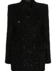 Balenciaga Balenciaga Hourglass tweed-texture padded-shoulder wool-blend blazer
