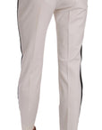 Dolce & Gabbana Elegant White Stripe Wool Tapered Trousers