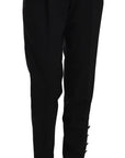 Dolce & Gabbana Elegant Pleated Tapered Black Trousers