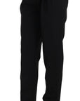 Dolce & Gabbana Elegant Pleated Tapered Black Trousers