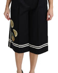 Dolce & Gabbana High Waist Palazzo Cropped Pants in Black Lemon