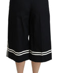 Dolce & Gabbana High Waist Palazzo Cropped Pants in Black Lemon