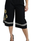 Dolce & Gabbana High Waist Palazzo Cropped Pants in Black Lemon