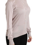 Dolce & Gabbana Silk Blend Pink Crew Neck Cardigan