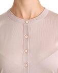 Dolce & Gabbana Silk Blend Pink Crew Neck Cardigan