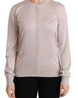 Dolce & Gabbana Silk Blend Pink Crew Neck Cardigan