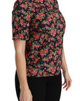 Dolce & Gabbana Elegant Black Floral Crew Neck Top