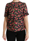 Dolce & Gabbana Elegant Black Floral Crew Neck Top