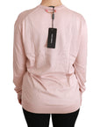 Dolce & Gabbana Pink Floral Silk V-Neck Sweater