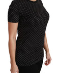 Dolce & Gabbana Chic Black Dotted Crewneck Cotton Tee
