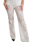 Dolce & Gabbana Elegant White Lace High Waist Pants
